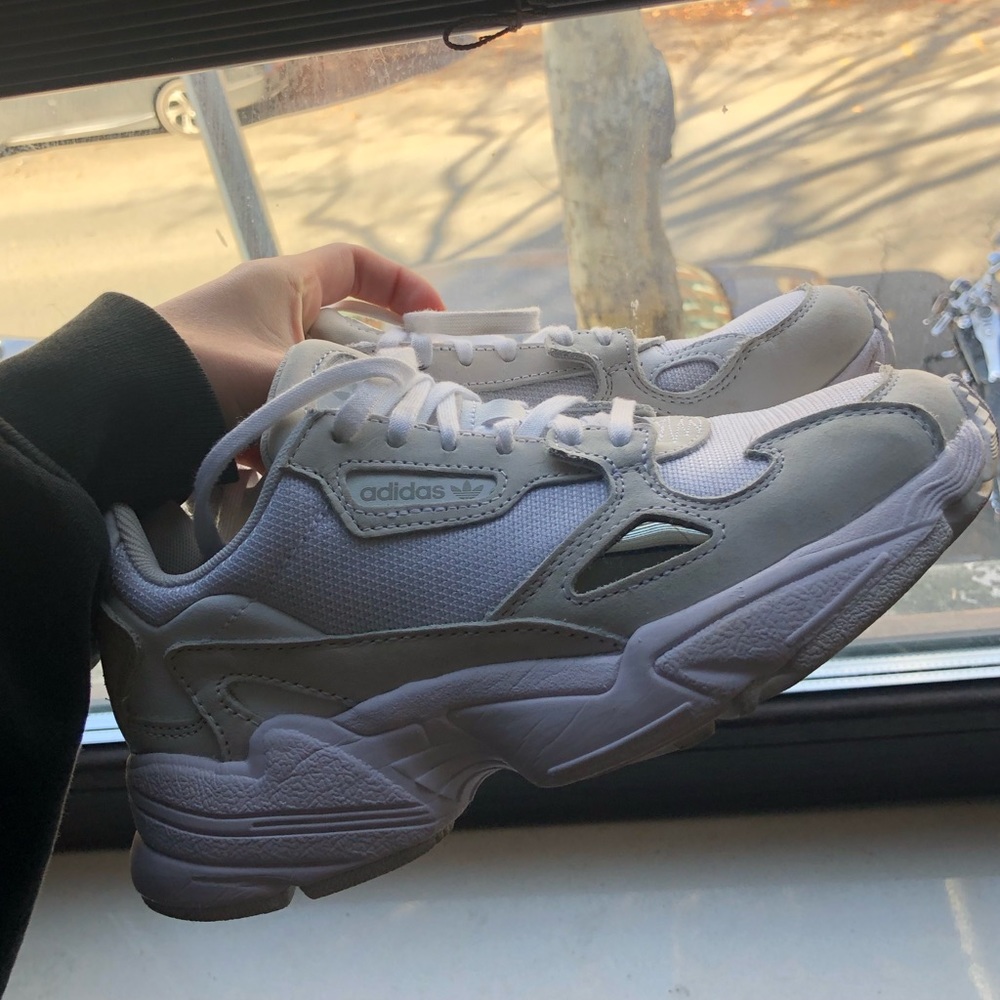 Adidas falcon all white sz 5 women